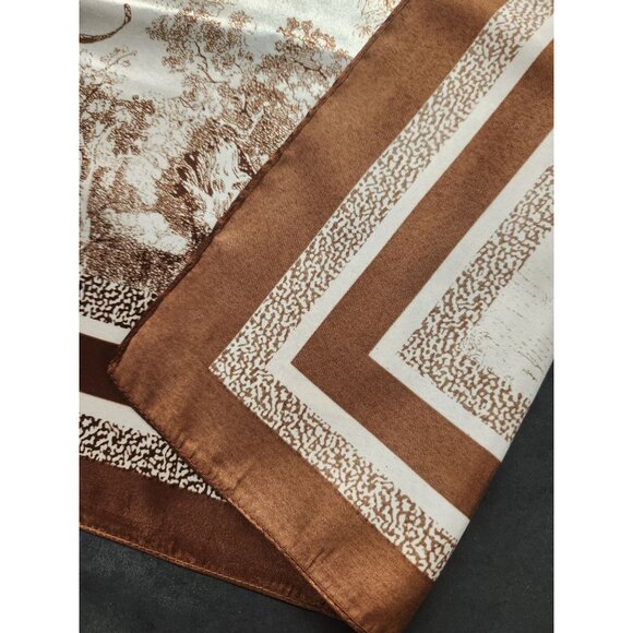 Scarf Brown & Beige Animal Wildlife Print Luxury Large 35" Square Accessory - Picture 10 of 15